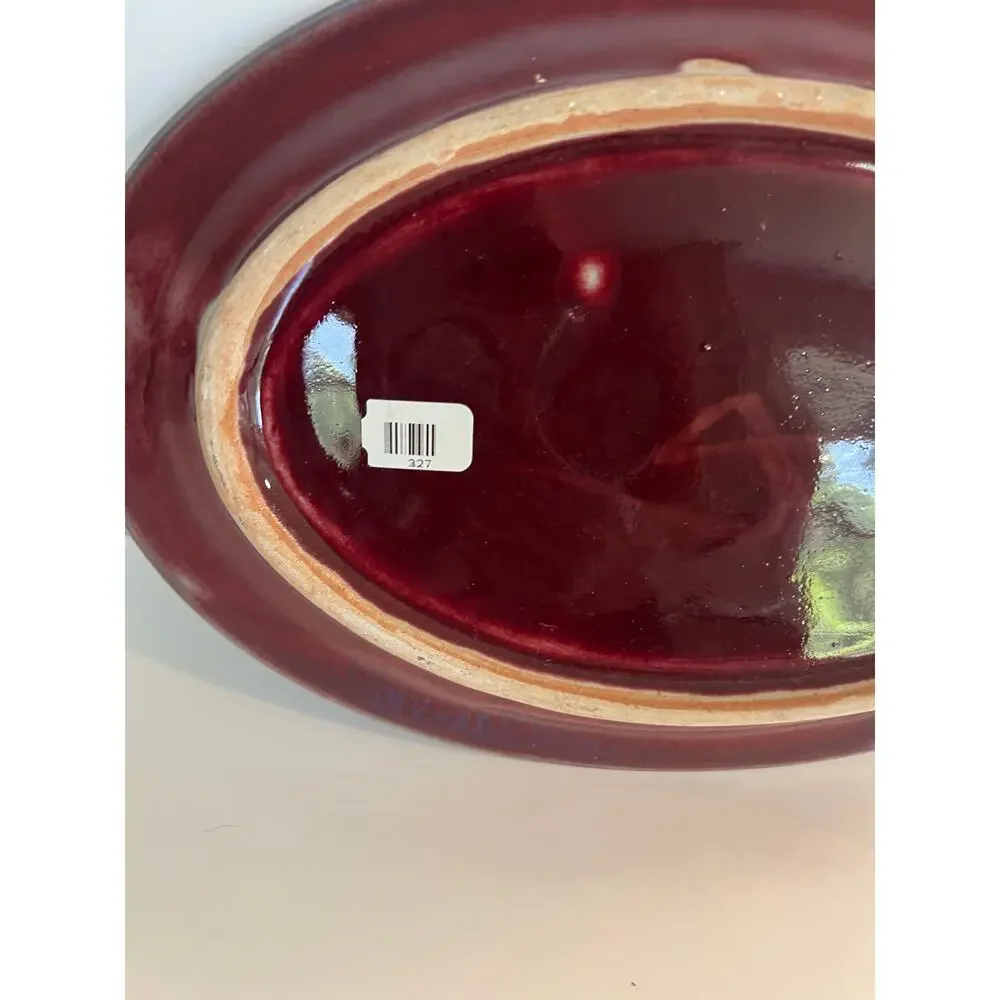 Jason Silverman Signed Glazed Ceramic Unique Decorative Plate Blue & Red